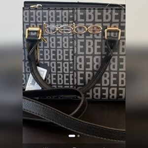 Bebe Black and Gray Crossbody Bag with Adjustable Strap